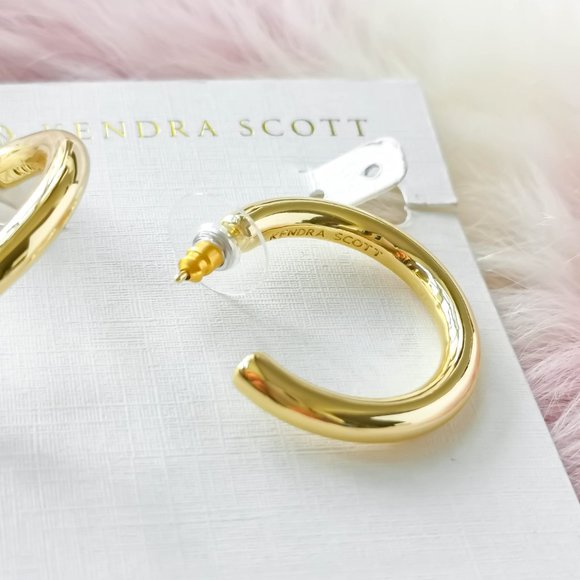Kendra Scott Colette Gold Hoop Earrings Elegant Style with Dust Bag - Picture 3 of 3